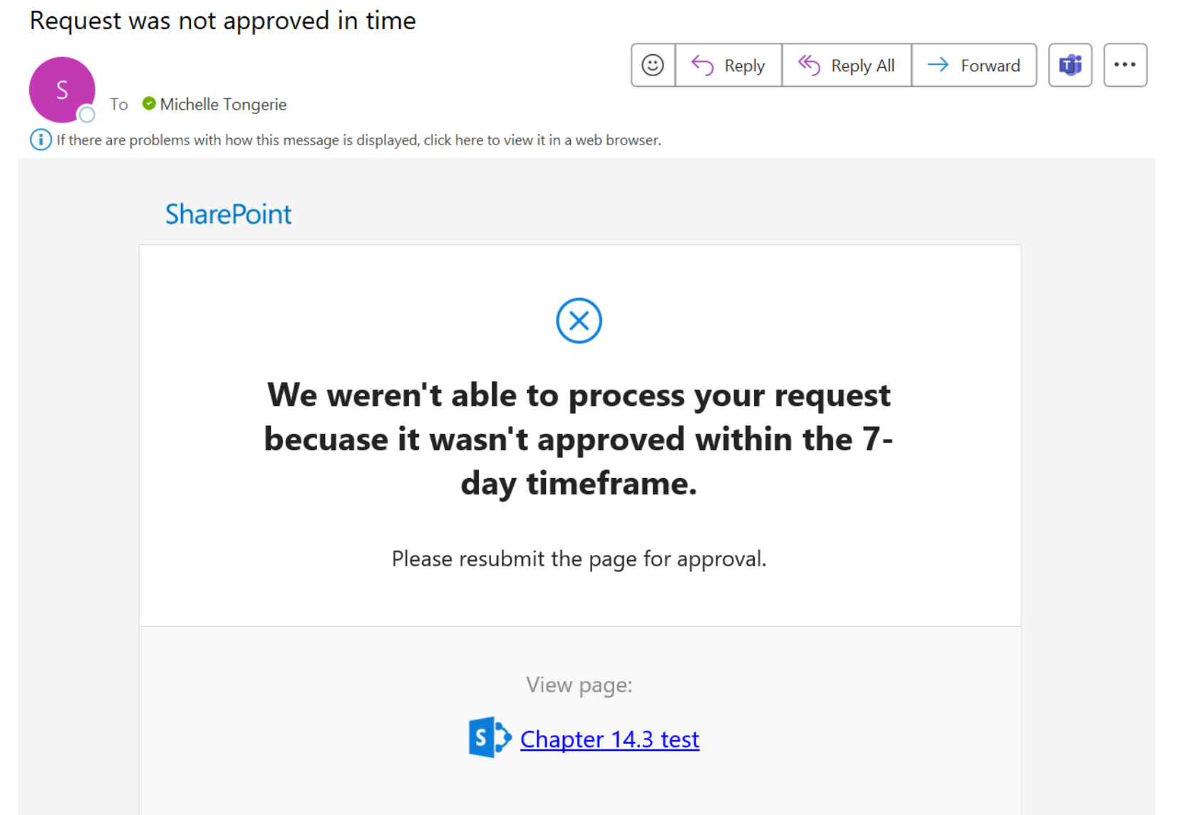 timed out approval email sent to user